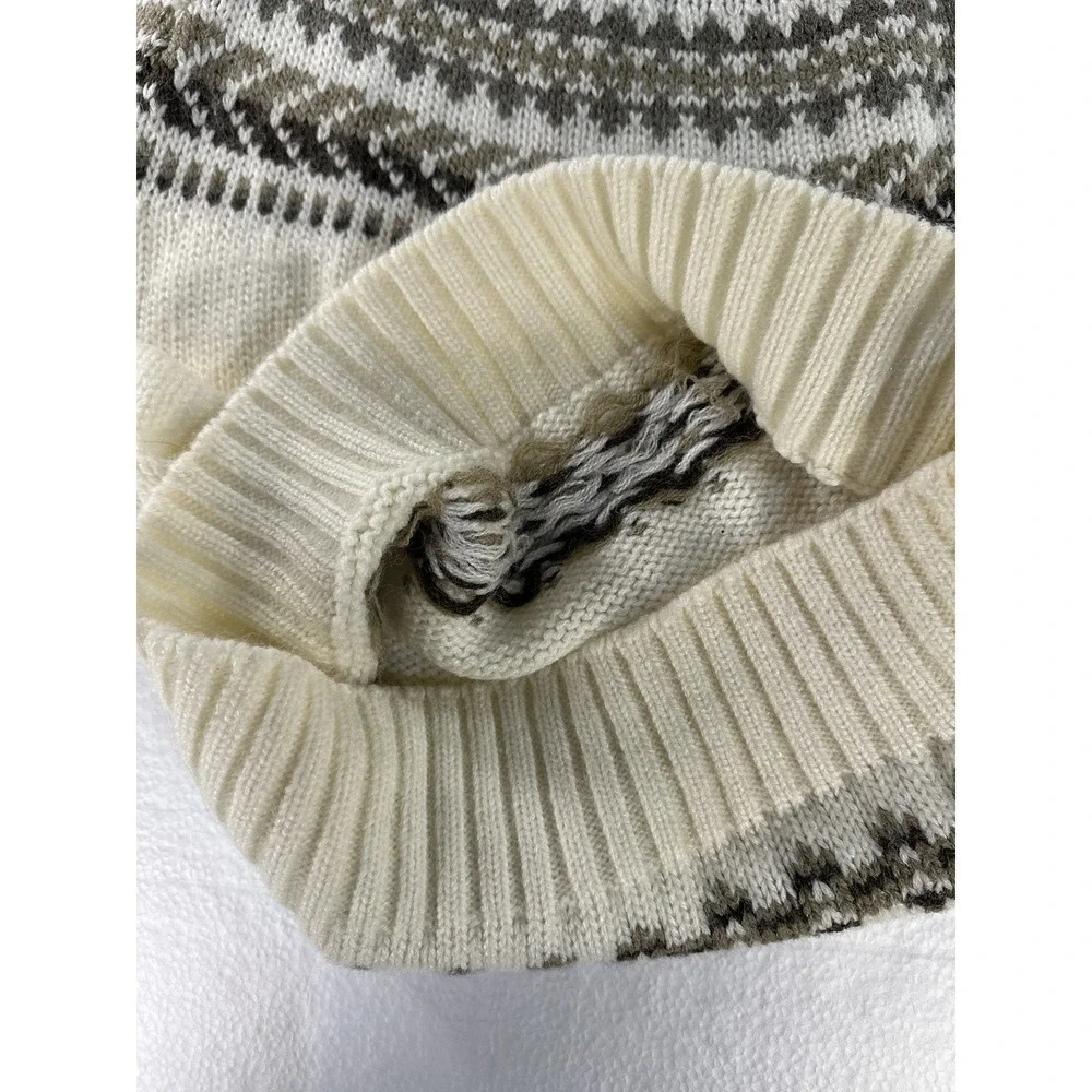 VTG Peter England Fair Isle Geometric Pattern Sweater Adult Large Ivory Ski Knit